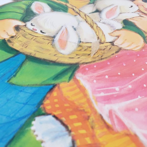 Vintage Easter Die Cut Boy Girl Bunny Rabbit Decoration Spring Ephemera - Picture 3 of 7